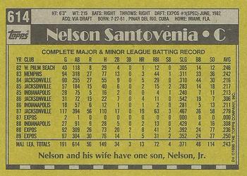 1990 Topps #614 Nelson Santovenia Back