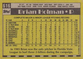 1990 Topps #616 Brian Holman Back