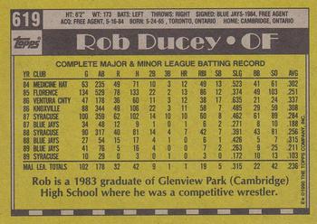 1990 Topps #619 Rob Ducey Back