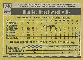 1990 Topps #629 Eric Hetzel Back