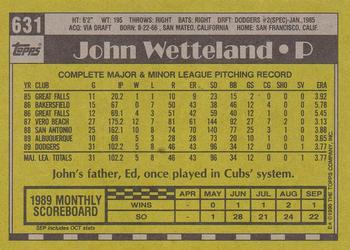 1990 Topps #631 John Wetteland Back