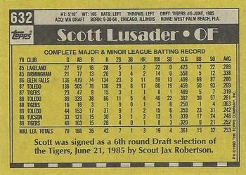 1990 Topps #632 Scott Lusader Back