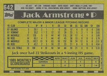 1990 Topps #642 Jack Armstrong Back