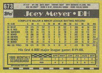 1990 Topps #673 Joey Meyer Back