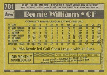 1990 Topps #701 Bernie Williams Back