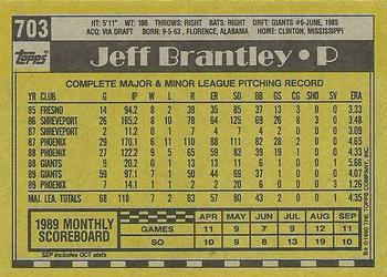 1990 Topps #703 Jeff Brantley Back