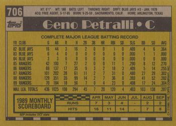 1990 Topps #706 Geno Petralli Back