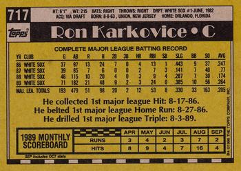 1990 Topps #717 Ron Karkovice Back
