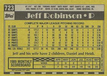 1990 Topps #723 Jeff Robinson Back