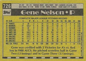 1990 Topps #726 Gene Nelson Back