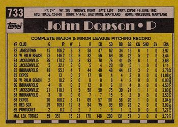 1990 Topps #733 John Dopson Back