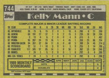 1990 Topps #744 Kelly Mann Back