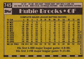 1990 Topps #745 Hubie Brooks Back