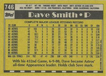 1990 Topps #746 Dave Smith Back
