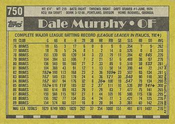 1990 Topps #750 Dale Murphy Back