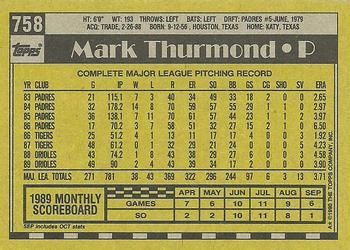 1990 Topps #758 Mark Thurmond Back