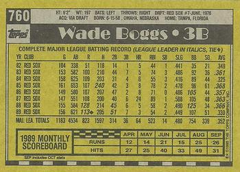 1990 Topps #760 Wade Boggs Back