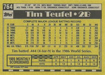1990 Topps #764 Tim Teufel Back