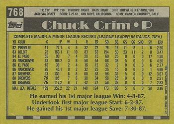 1990 Topps #768 Chuck Crim Back