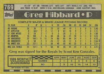 1990 Topps #769 Greg Hibbard Back