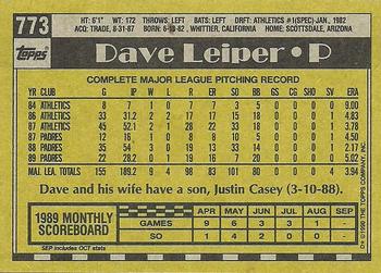 1990 Topps #773 Dave Leiper Back