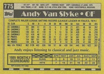 1990 Topps #775 Andy Van Slyke Back