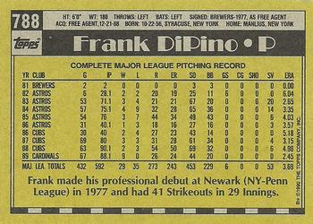 1990 Topps #788 Frank DiPino Back