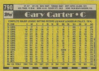 1990 Topps #790 Gary Carter Back