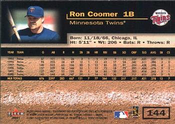 2001 Fleer Triple Crown #144 Ron Coomer Back