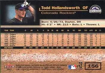 2001 Fleer Triple Crown #156 Todd Hollandsworth Back