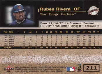 2001 Fleer Triple Crown #211 Ruben Rivera Back