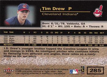 2001 Fleer Triple Crown #285 Tim Drew Back