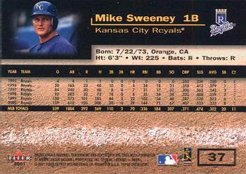2001 Fleer Triple Crown #37 Mike Sweeney Back