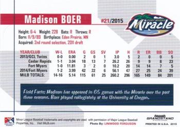 2015 Grandstand Fort Myers Miracle #NNO Madison Boer Back