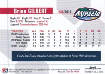 2015 Grandstand Fort Myers Miracle #NNO Brian Gilbert Back