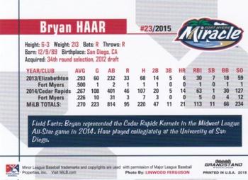 2015 Grandstand Fort Myers Miracle #NNO Bryan Haar Back