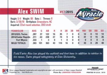 2015 Grandstand Fort Myers Miracle #NNO Alex Swim Back