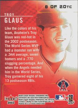 2003 Fleer Focus Jersey Edition - Team Colors #8TC Troy Glaus Back