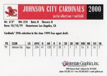 2000 Johnson City Cardinals #NNO Justin Albertson Back