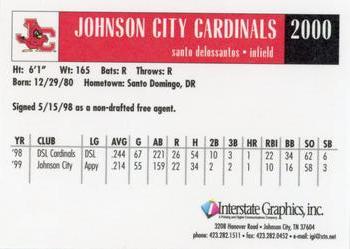 2000 Johnson City Cardinals #NNO Santo De Los Santos Back