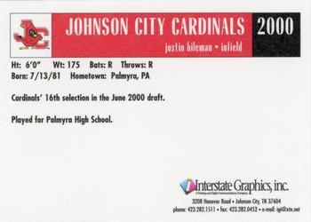 2000 Johnson City Cardinals #NNO Justin Hileman Back