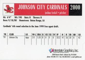 2000 Johnson City Cardinals #NNO Joshua Teekel Back