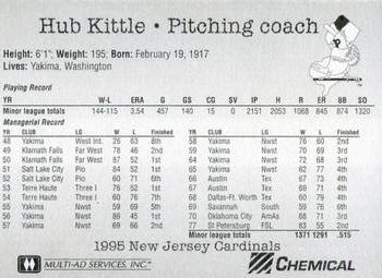 1995 Multi-Ad New Jersey Cardinals #NNO Hub Kittle Back