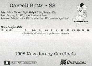 1995 Multi-Ad New Jersey Cardinals #NNO Darrell Betts Back