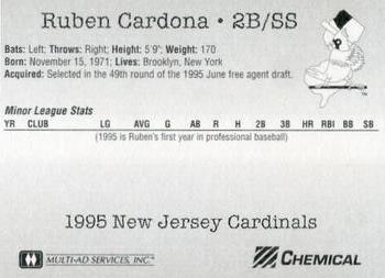 1995 Multi-Ad New Jersey Cardinals #NNO Ruben Cardona Back