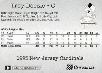 1995 Multi-Ad New Jersey Cardinals #NNO Troy Doezie Back