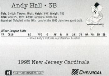 1995 Multi-Ad New Jersey Cardinals #NNO Andy Hall Back