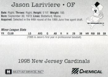 1995 Multi-Ad New Jersey Cardinals #NNO Jason Lariviere Back