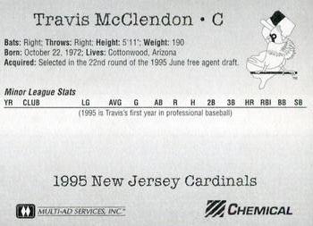 1995 Multi-Ad New Jersey Cardinals #NNO Travis McClendon Back