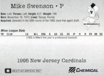 1995 Multi-Ad New Jersey Cardinals #NNO Mike Swenson Back